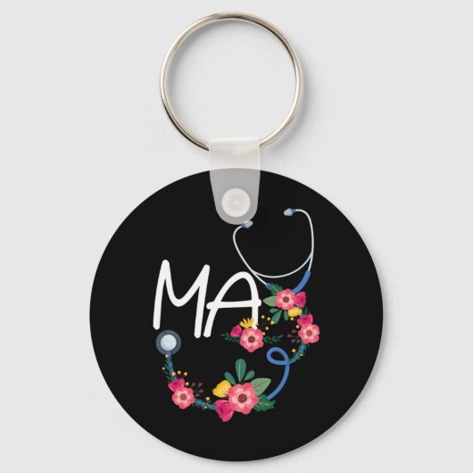 Porte-clés Médicale Assistant Hôpital Stethoscope Floral Wrea (Recto)