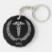 Porte-clés Médicale noir et argent - Monogramme (Dos)