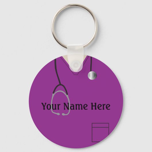 Porte-clés Médicale Scrubs Infirmier Docteur Purple Button Po (Recto)