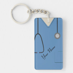 Porte-clés Médicale Scrubs Infirmière Docteur Bleu Acrylique