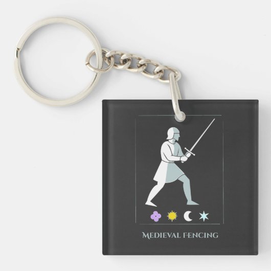 Porte-clés Medieval Fencing – Knight Stance Minimalist Design (Devant)