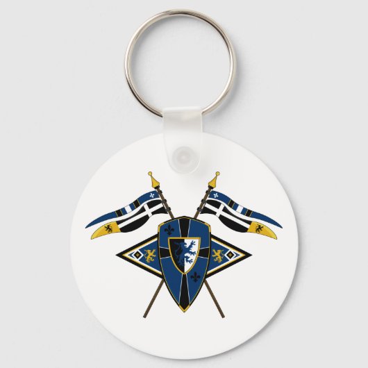 Porte-clés Medieval Shield and Flags Keychain (Recto)