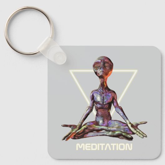 Porte-clés Méditation. Alien en pose tranquille (Recto)