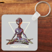 Porte-clés Méditation. Alien en pose tranquille (Verso)
