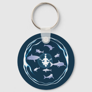 Porte-clés Méditation sous-marine Natation avec requins