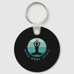 Porte-clés Méditation Yoga - Âme Corps Esprit - Bleu Foncé
