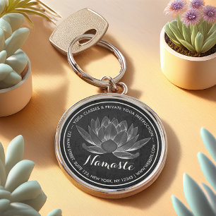 Porte-clés Méditation YOGA instructeur Reiki noir blanc Lotus