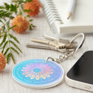 Porte-clés Méditation Yoga Instructeur Rose Gold Foil Mandala