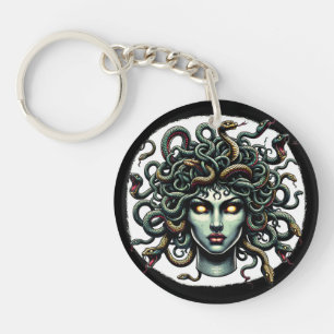 Porte-clés Medusa face verte pleine de serpents