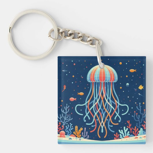 Porte-clés méduse marine/plage/côtière (Devant)