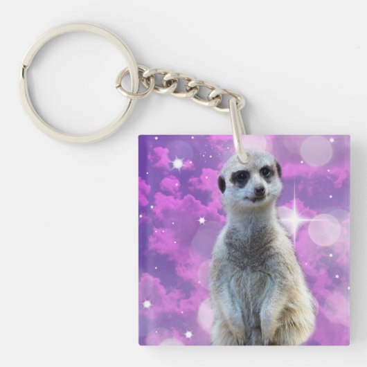 Porte-clés Meerkat Avec Éperche Rose, (Devant)
