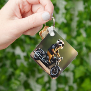 Porte-clés Meerkat Bikie En Moto,