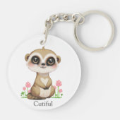 Porte-clés Meerkat mignonne et fleurs en blanc (Dos)