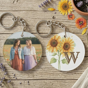 Porte-clés Meilleur ami anniversaire tournesol monogramme pho