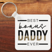 Porte-clés Meilleur Bonus Daddy Jamais Leopard Typographie (Recto)