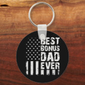 Porte-clés Meilleur Bonus Papa jamais drapeau américain (Recto)