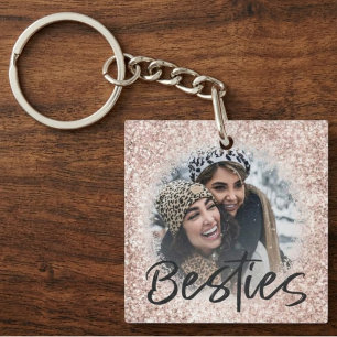 Porte-clés Meilleur Cadeau de Photo de Meilleure Amie Rose Pa