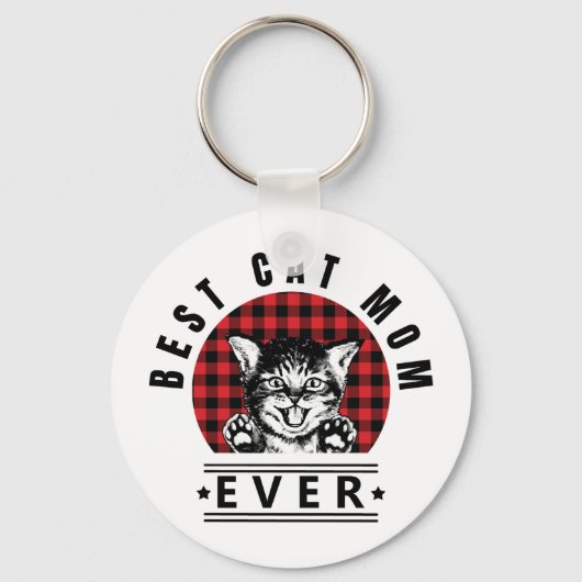 Porte-clés Meilleur Chat Maman Jamais Buffalo Plaid (Recto)