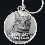 Porte-clés Meilleur Chat Papa Jamais Moderne Personnalisé Pho<br><div class="desc">Ce design simple et classique est composé de typographie serif et d'ajouter une photo personnalisée</div>