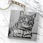 Porte-clés Meilleur Chat Papa Jamais Moderne Personnalisé Pho<br><div class="desc">Ce design simple et classique est composé de typographie serif et d'ajouter une photo personnalisée</div>