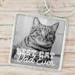 Porte-clés Meilleur Chat Papa Jamais Moderne Personnalisé Pho<br><div class="desc">Ce design simple et classique est composé de typographie serif et d'ajouter une photo personnalisée</div>