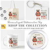 Porte-clés Meilleur chien maman Ever aquarelle Carlin personn