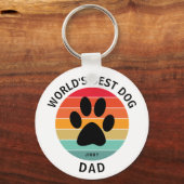 Porte-clés Meilleur Chien Papa Pawprint Retro Sunset Custom (Recto)