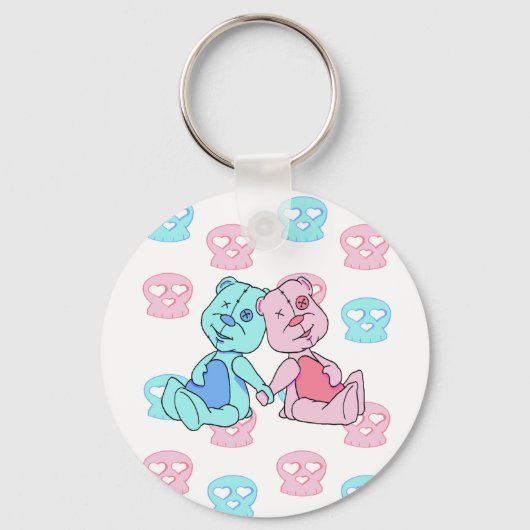 Porte-clés Meilleur crâne bleu rose (Recto)