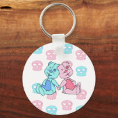 Porte-clés Meilleur crâne bleu rose (Recto)