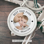 Porte-clés MEILLEUR DAD JAMAIS une photo personnalisée person<br><div class="desc">Créez facilement un porte - clé photo personnalisé pour un père spécial avec le titre modifiable BEST DAD EVER et votre texte personnalisé dans votre choix de couleurs. Fait un cadeau de conservation pour son anniversaire, sa Fête des pères ou un jour férié. ASSISTANCE : Pour obtenir de l'aide sur...</div>