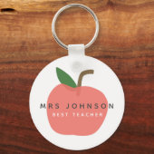 Porte-clés Meilleur enseignant | Apple Cute Fun Nom Moderne S (Recto)