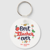 Porte-clés Meilleur enseignant jamais rouge jaune vert (Verso)