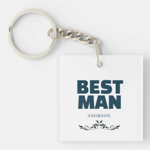 Porte-clés Meilleur Homme Rustique Mariage noir Monogramme