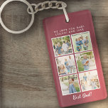 Porte-clés Meilleur papa ! 6 Photo Collage Moderne Bourgogne<br><div class="desc">Police de script de meilleur papa avec 6 emplacements photo de famille avec un message personnalisé pour votre papa numéro 1.</div>