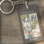 Porte-clés Meilleur papa ! 6 Photos Message Personnalisé Gris<br><div class="desc">Police de script de meilleur papa avec 6 emplacements photo de famille avec un message personnalisé pour votre papa numéro 1.</div>