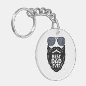 Porte-clés Meilleur papa; barbe; papa barbu; lunettes de sole (Devant gauche)