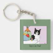 Porte-clés Meilleur Papa Chat Mignon Chat Smoking pour la Fêt (Devant)