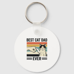 Porte-clés Meilleur Papa de Chat Retro Chat Fist Bump T-Shirt