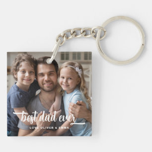 Porte-clés Meilleur Papa de Tous les Temps Script Photo pour