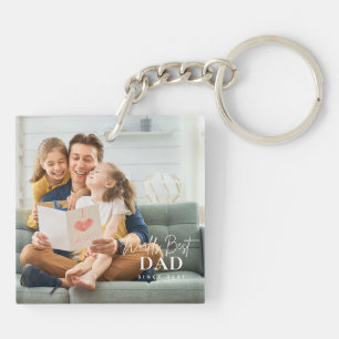 Porte-clés Meilleur Papa du Monde Depuis 20XX Photo Moderne