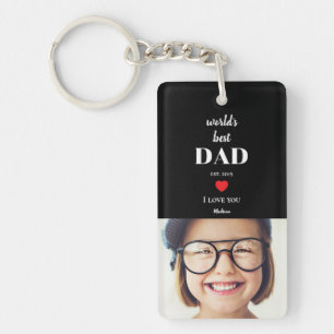 Porte-clés Meilleur Papa du Monde Je T'Aime Enfants Photo Per