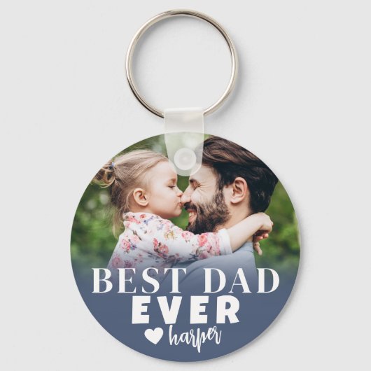 Porte-clés Meilleur Papa du Monde Photo Personnalisée (Recto)