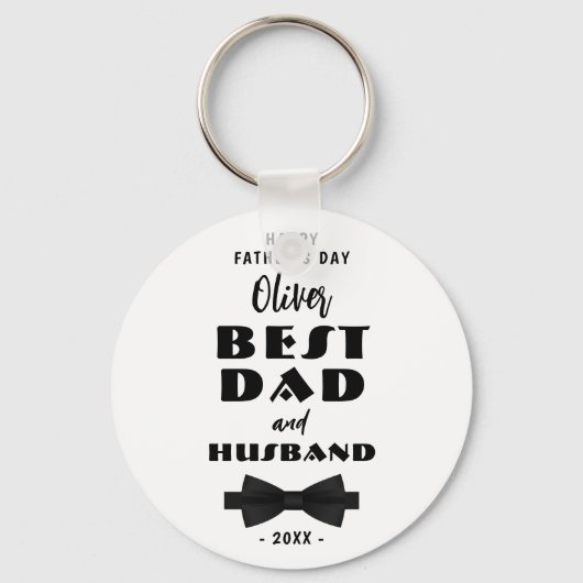 Porte-clés Meilleur papa et mari Cravate noire Élégant (Recto)