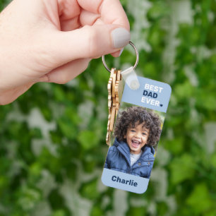 Porte-clés Meilleur papa jamais coeur bleu fête des pères 2 p