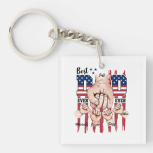 Porte-clés Meilleur papa jamais - Fist Bump USA Drapeau - 4 E