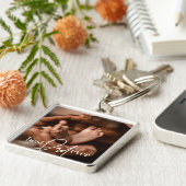 Porte-clés Meilleur Papa Jamais Moderne Classique Simple Phot (Côté)