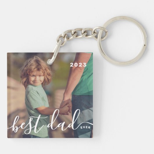 Porte-clés Meilleur Papa Jamais Moderne Simple Jouer Script P (Dos)