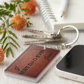 Porte-clés Meilleur papa jamais nom monogramme personnalisé (Devant droit)
