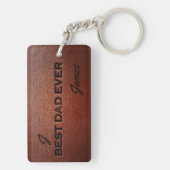 Porte-clés Meilleur papa jamais nom monogramme personnalisé (Dos)