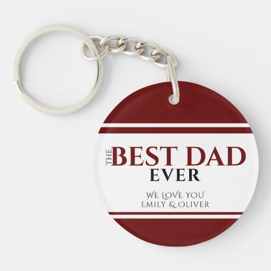 Porte-clés Meilleur papa Jamais Red Stripe Père's Day Keepsak (Devant)